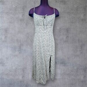 Abercrombie & Fitch Floral Print Smocked Midi Dress Slit Size Medium Women's i83